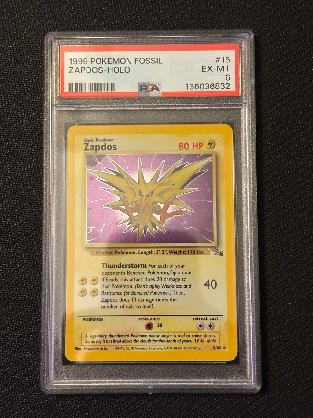 PSA 6 Zapdos Holo (Fossil)