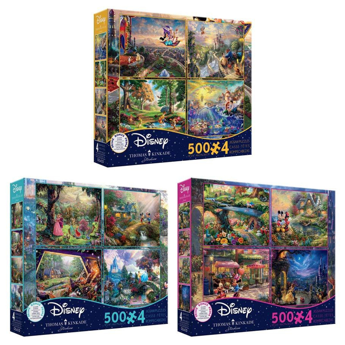 Puzzle: Thomas Kinkade: Disney Dreams 4 in 1 Multi-Pack Assortment 500 Piece